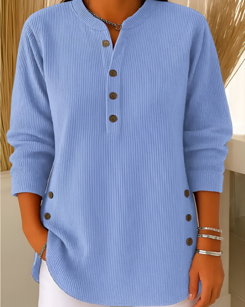 Women's Textured Long Sleeve Top – Relaxed Knit Pullover Top