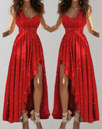 Women's Open Back Lace Dress – Three-Quarter Sleeve Gala Cocktail Dress