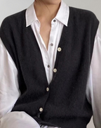 Women's Sleeveless Button Cardigan – Layering Sweater Vest Cardigan