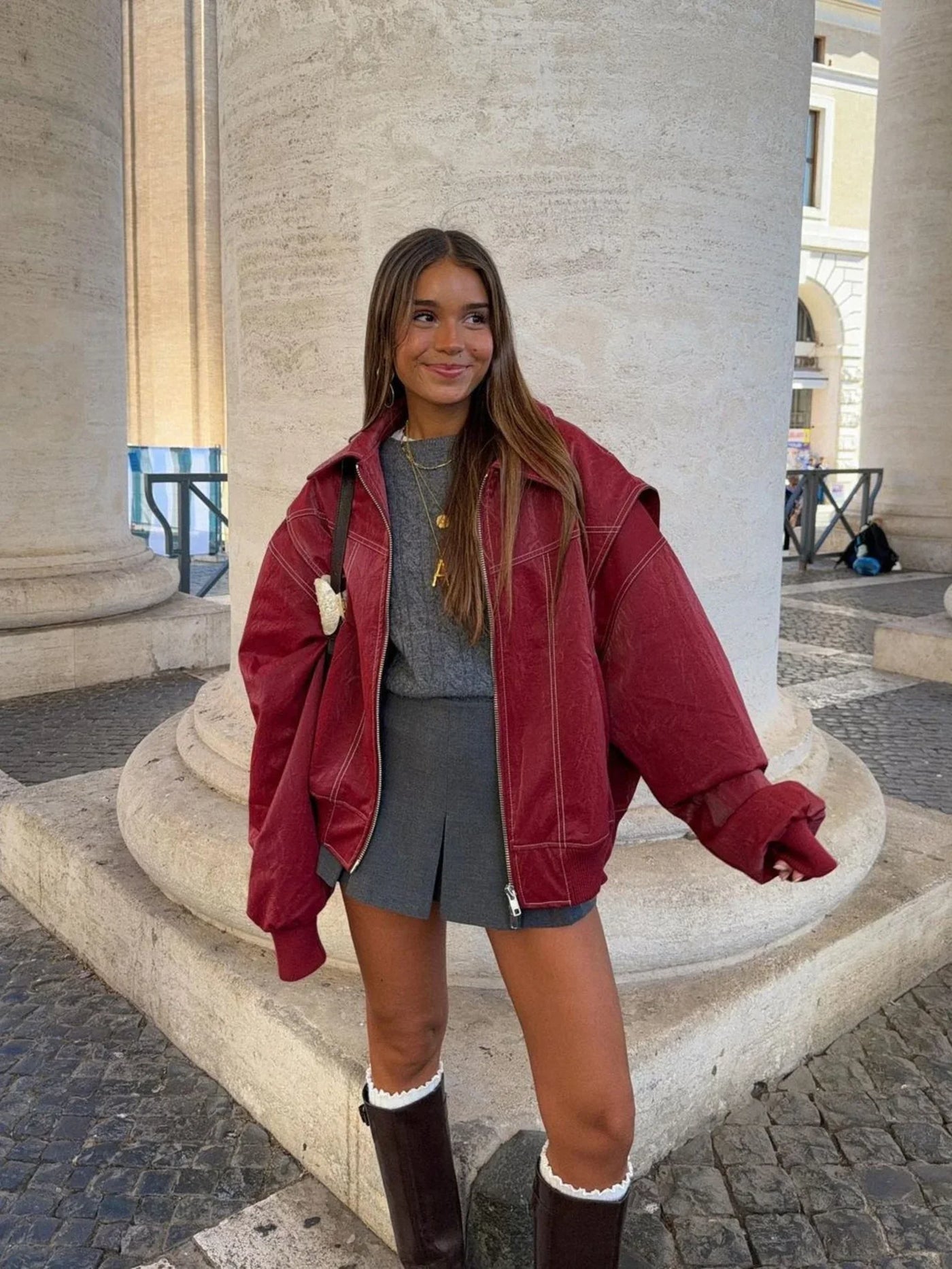 Women's Oversized Bomber Jacket – Zip-Up Relaxed Jacket