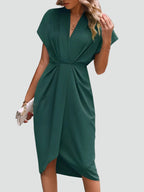Women's Wrap Midi Dress – V-Neck Occasion Dress