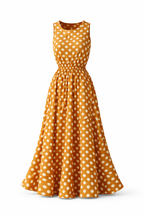 Women's Polka Dot Midi Dress – Sleeveless Summer Dress