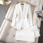Women's Elegant Tailored Pants Suit – Double-Breasted Blazer Set