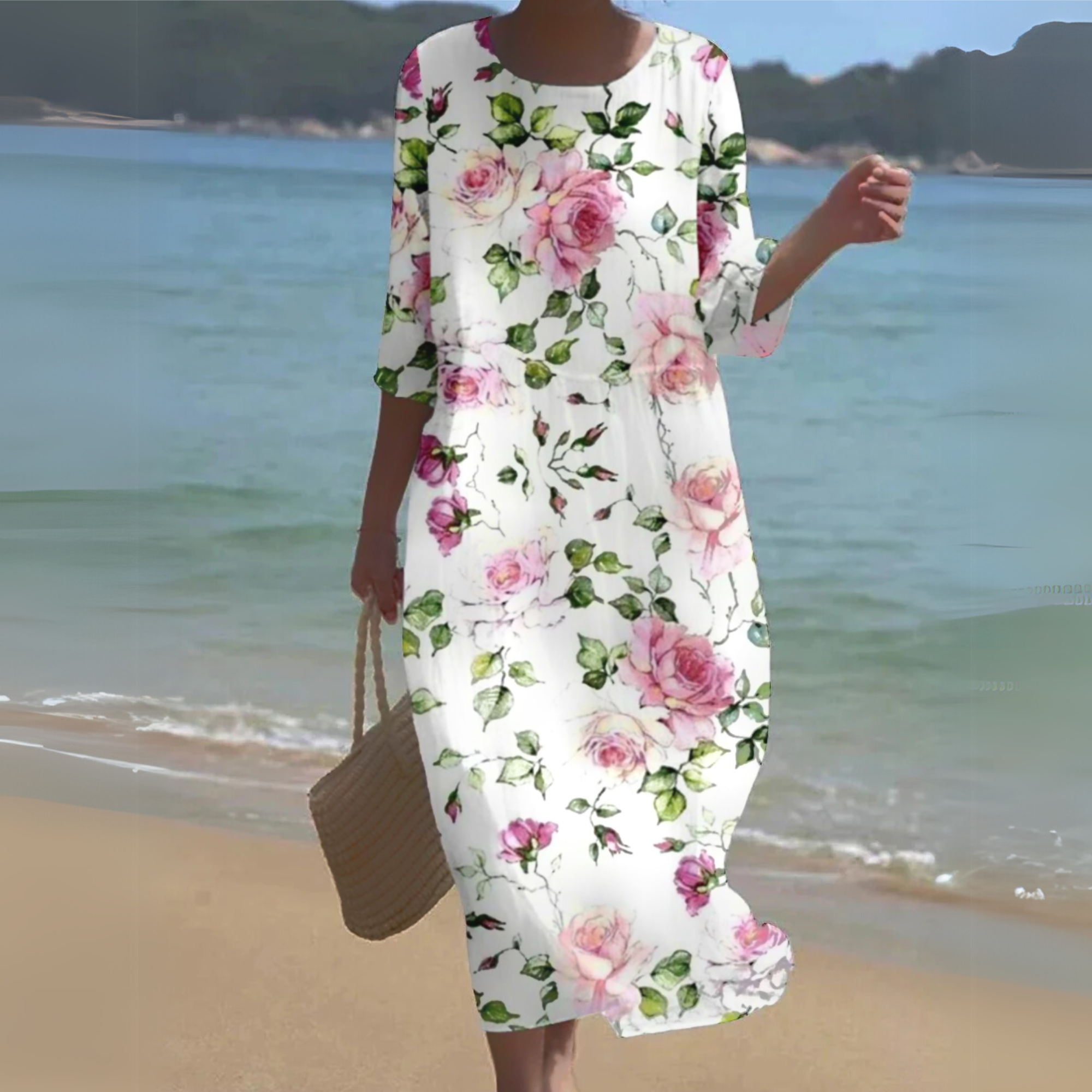 Women's Floral Midi Dress – Casual Summer Dress – Kennedy