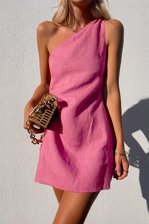 Women's One-Shoulder Mini Dress – Casual Summer Dress