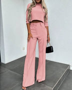 Women's Wide Leg Matching Set – Relaxed Top & Coordinated Trousers