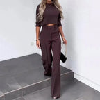 Women's Wide Leg Matching Set – Relaxed Top & Coordinated Trousers