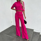Women's Wide Leg Matching Set – Relaxed Top & Coordinated Trousers