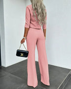 Women's Wide Leg Matching Set – Relaxed Top & Coordinated Trousers
