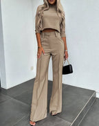 Women's Wide Leg Matching Set – Relaxed Top & Coordinated Trousers