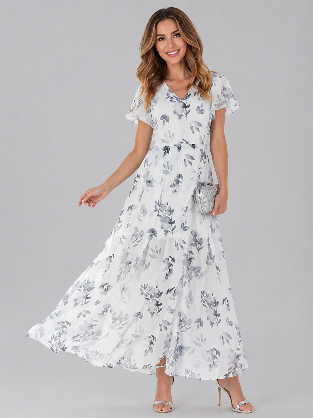 Women's Draped Floral Maxi Dress – Flowy Relaxed Summer Dress