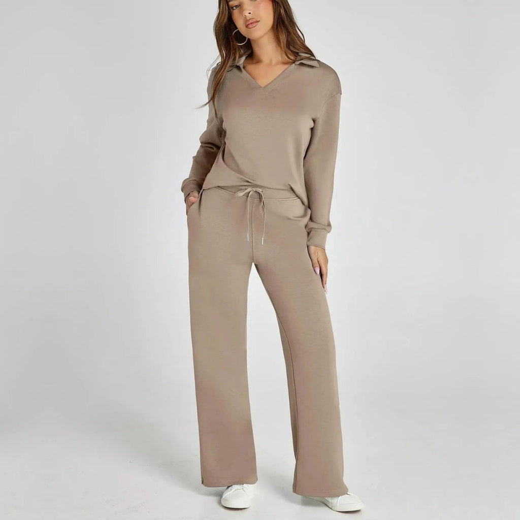 Women's Wide Leg Lounge Set – Relaxed Two-Piece Set