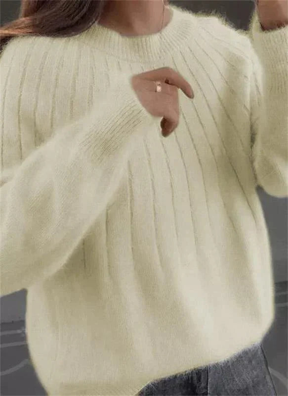Women's Relaxed Crew Neck Sweater – Classic Long Sleeve Knit Pullover