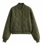 Women's Padded Bomber Jacket – Quilted Zip Front Casual Jacket