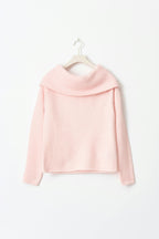 Women's Ribbed Off-Shoulder Sweater – Wide Neck Relaxed Long Sleeve Pullover