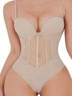 Women's Low Back Shaping Bodysuit – Mesh Corset Tummy Control Bodysuit