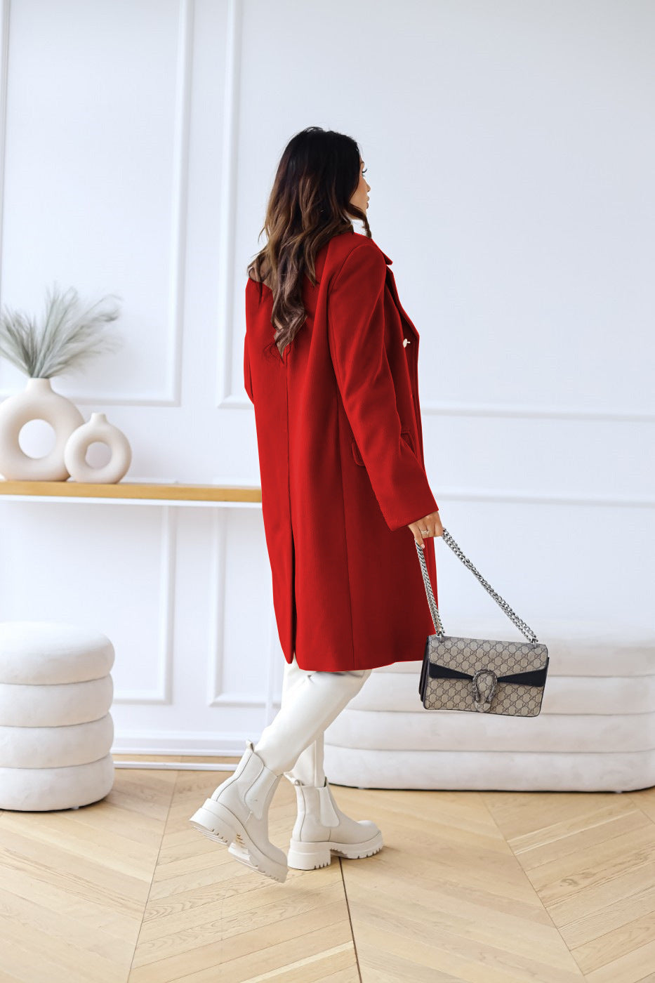 Women's Classic Winter Overcoat – Long Double-Breasted Coat