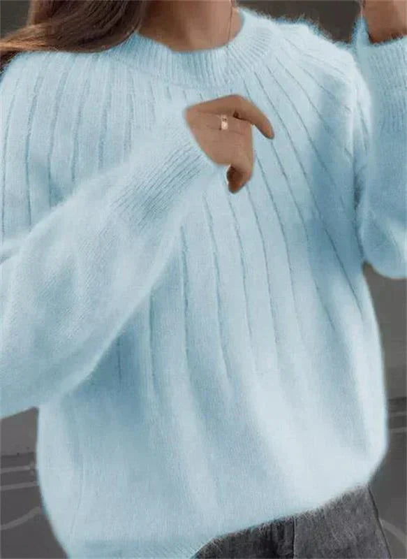 Women's Relaxed Crew Neck Sweater – Classic Long Sleeve Knit Pullover