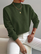 Women's High Neck Sweater – Relaxed Knit Winter Pullover