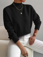 Women's High Neck Sweater – Relaxed Knit Winter Pullover