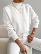 Women's High Neck Sweater – Relaxed Knit Winter Pullover