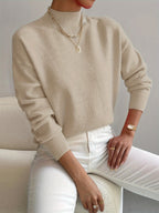Women's High Neck Sweater – Relaxed Knit Winter Pullover