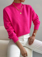Women's High Neck Sweater – Relaxed Knit Winter Pullover