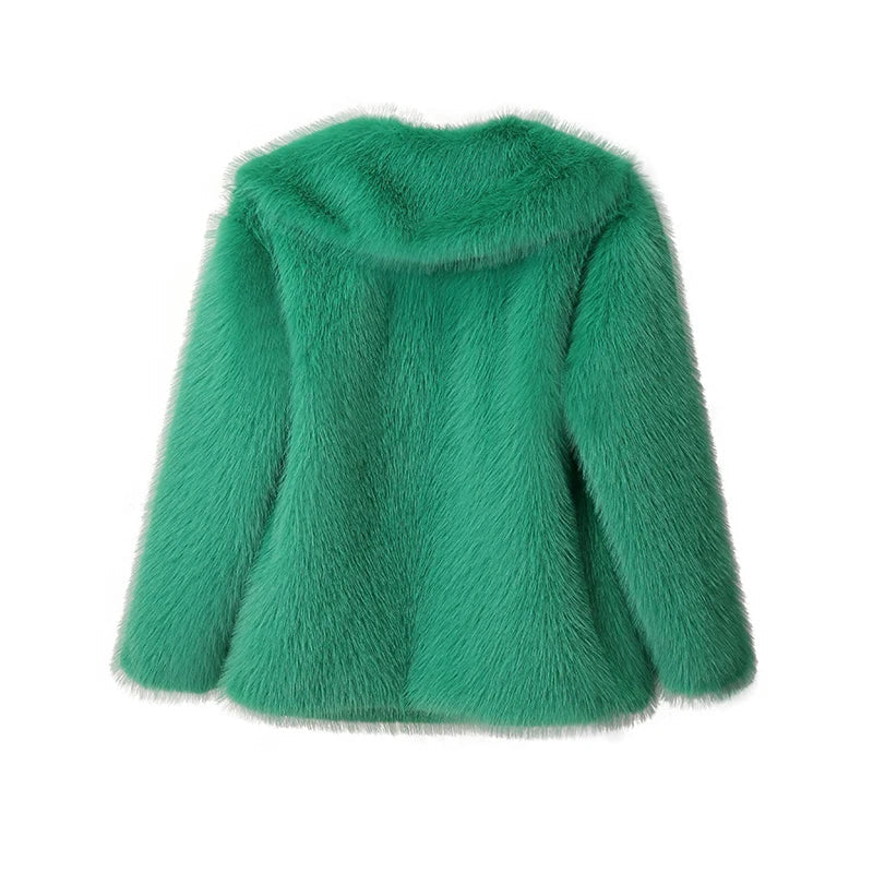 Women's Fluffy Faux Fur Jacket – Oversized Winter Statement Coat