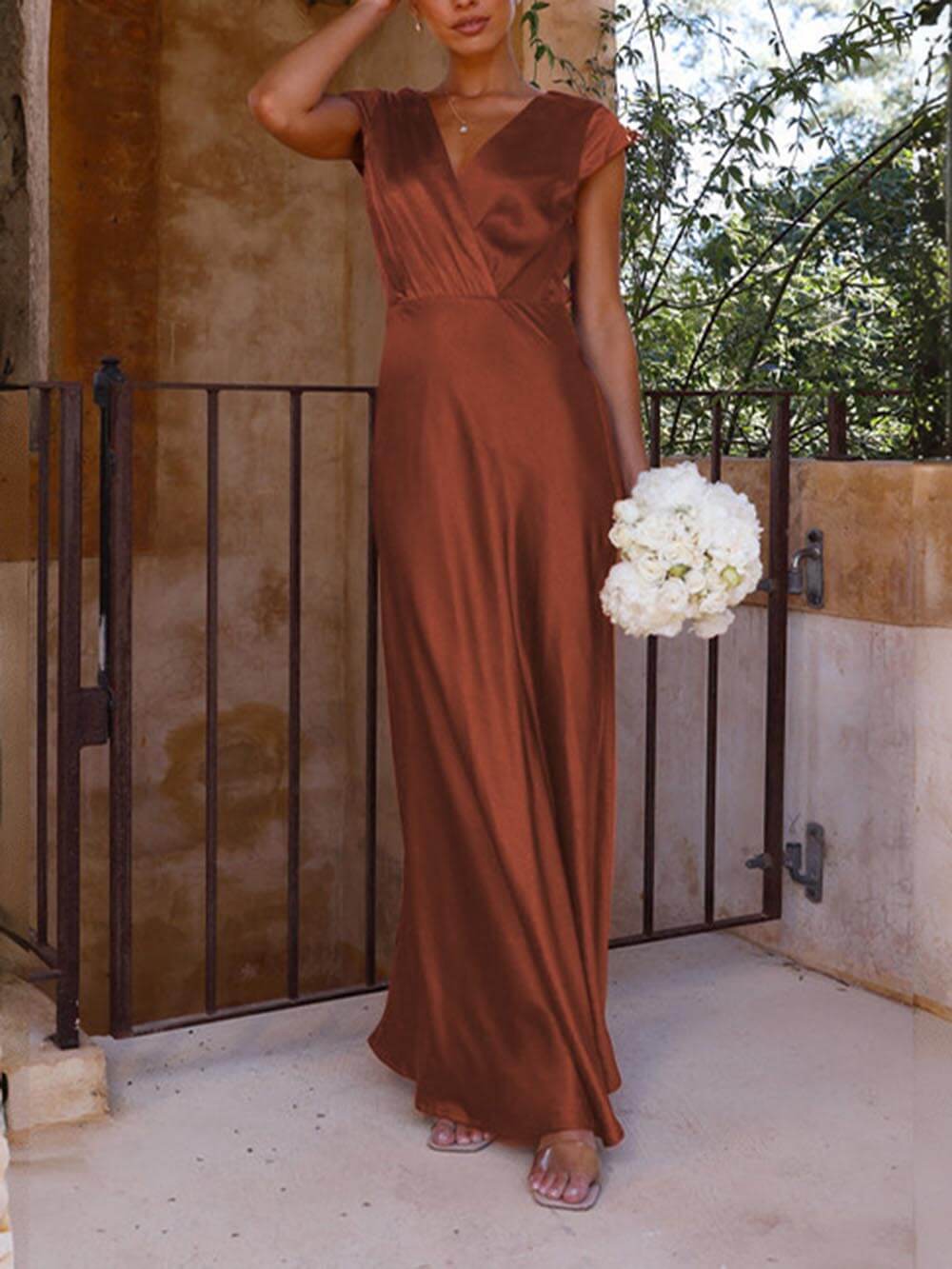 Women's Fitted Mermaid Maxi Dress – Deep V-Neck Formal Evening Dress