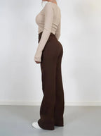 Women's High Waist Dress Trousers – Tailored Wide Leg Fitted Waist Pants