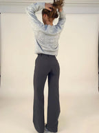 Women's High Waist Dress Trousers – Tailored Wide Leg Fitted Waist Pants