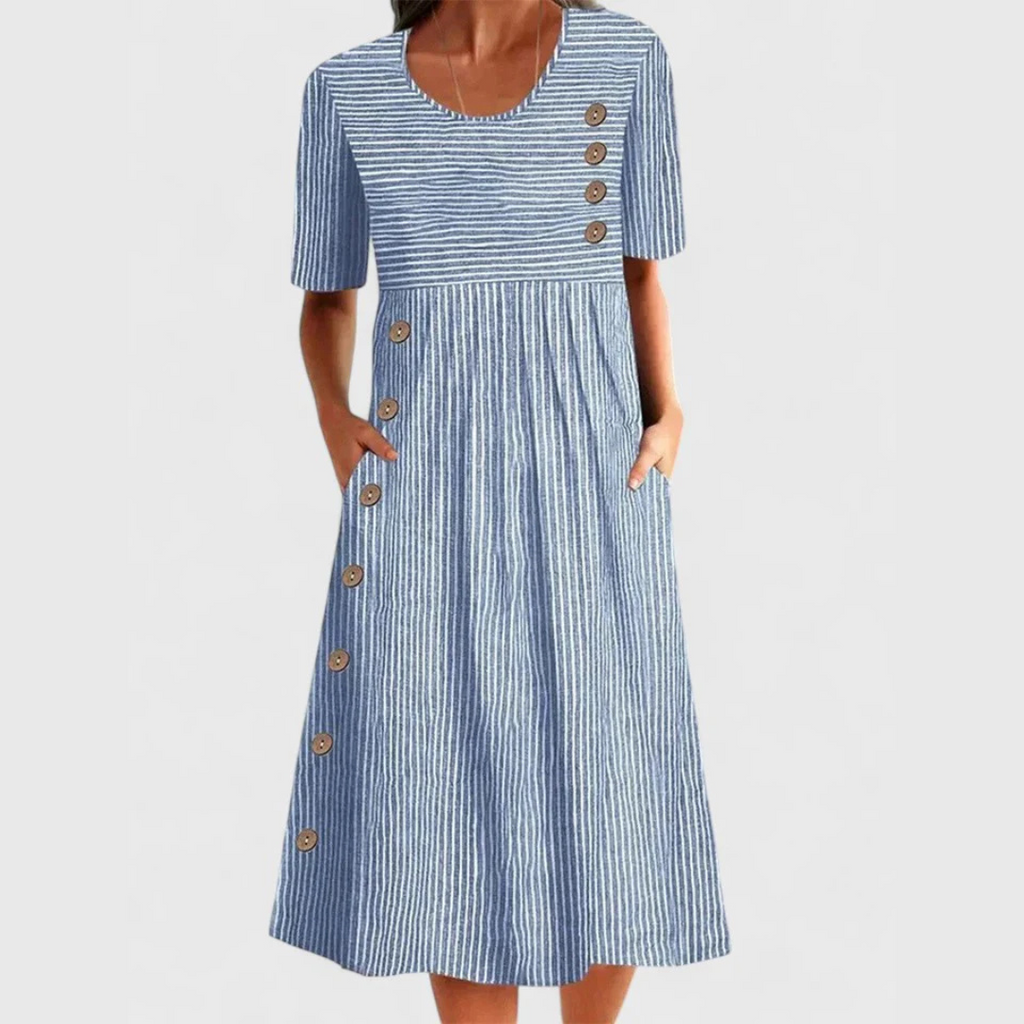 Women's Striped Midi Dress – Casual Summer Dress – Wanda