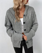 Women's Lace-Up Hooded Cardigan – Relaxed Long Sleeve Cardigan