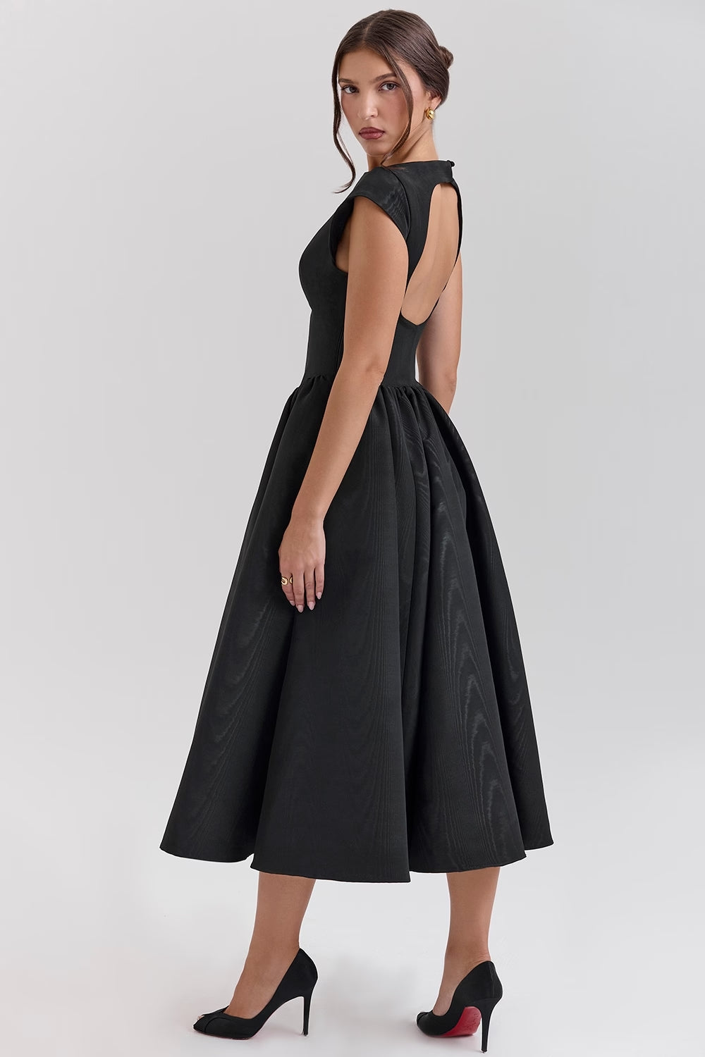 Women's Wedding Guest Dress – Tailored Waist Flowy Formal Occasion Dress