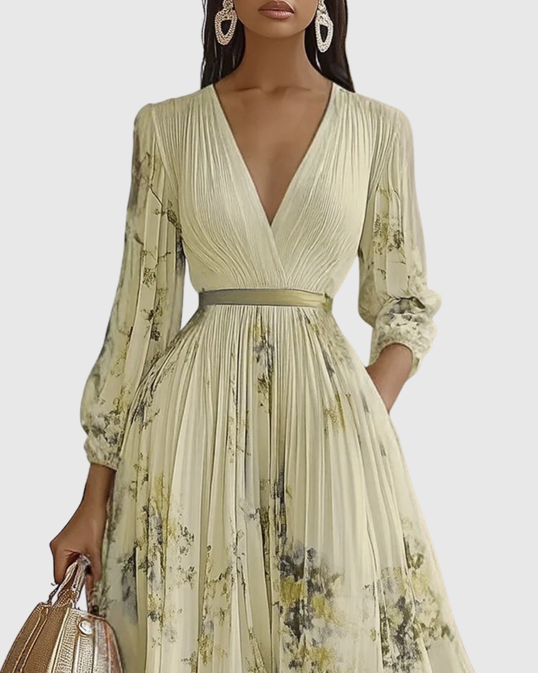 Women's Sleeveless Pleated Midi Dress – Floral Wedding Guest Occasion Dress