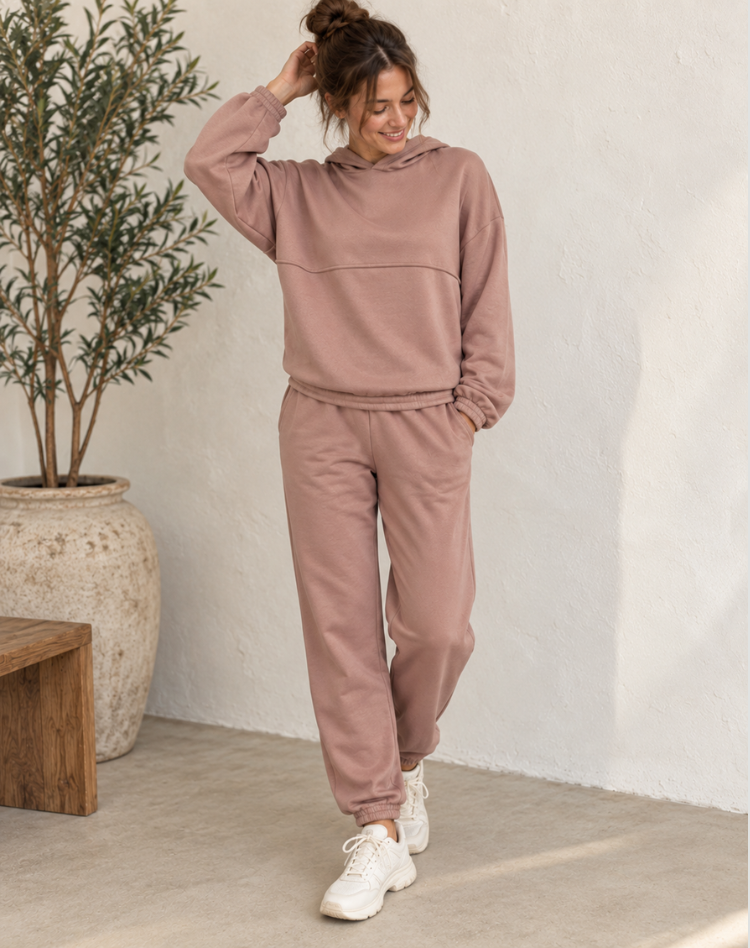Women's Oversized Hoodie Tracksuit Set – High Waist Jogger Pants Set