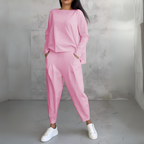 Women's Crew Neck Lounge Set – Long Sleeve Matching Pants Set