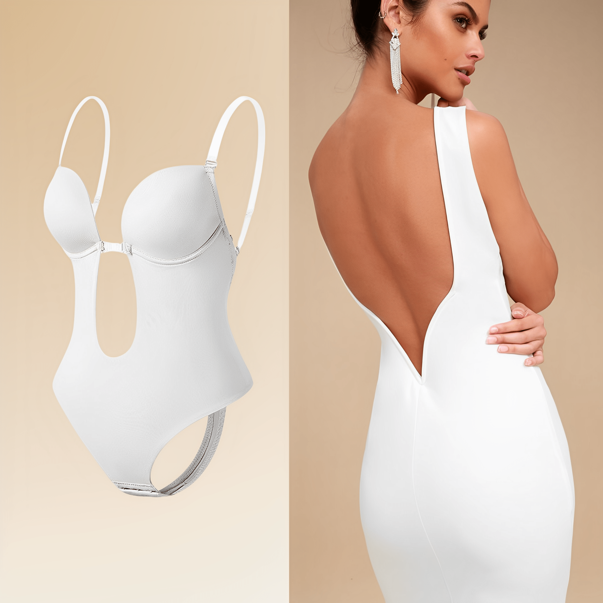 Women's Seamless Backless Bodysuit – Low Back Smoothing Shapewear Bodysuit