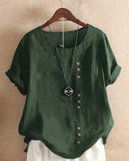 Women's Casual Blouse with Button Detail and Short Sleeves