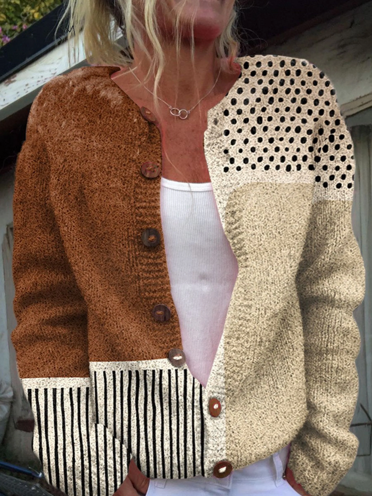 Sorelle | Minimalist Polka Dot Button Cardigan