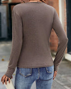 Women's V-Neck Wrap Blouse – Long Sleeve Pleated Fitted Blouse