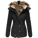 Women's Fur Hood Quilted Coat – Longline Removable Hood Winter Coat