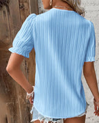 Women's V-Neck Lace Blouse – Dressy Lace Detail Occasion Blouse