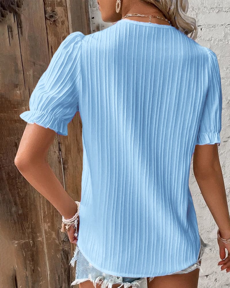 Women's V-Neck Lace Blouse – Dressy Lace Detail Occasion Blouse