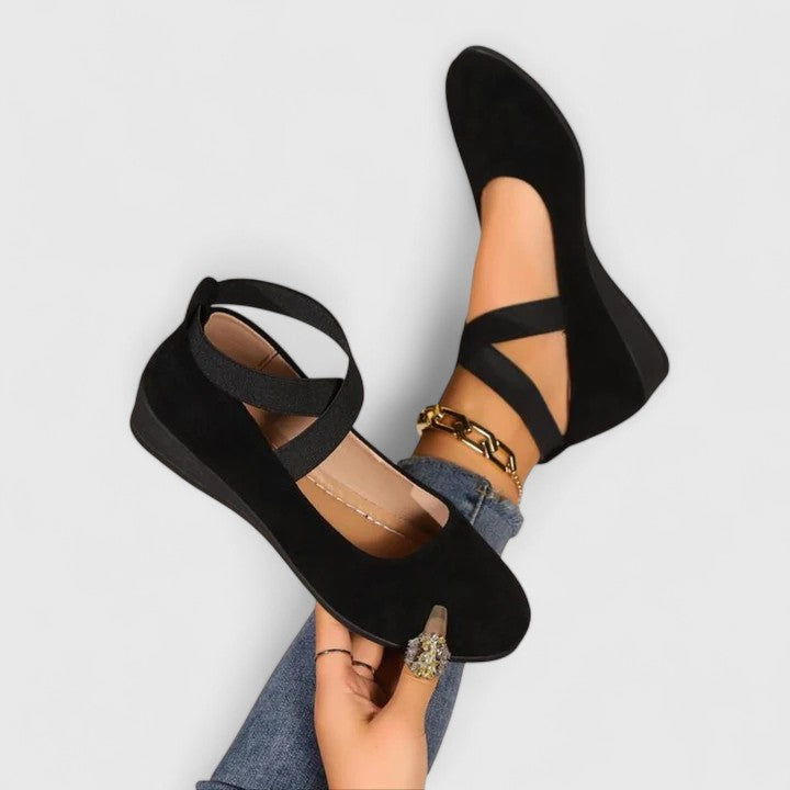 Women's Ballet Flats with Cross Straps and Cushioned Comfort