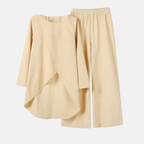 Women's Asymmetrical Two-Piece Set – Wide Leg Pants Matching Set