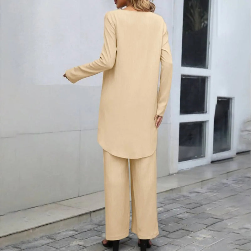 Women's Asymmetrical Two-Piece Set – Wide Leg Pants Matching Set