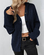 Women's Lace-Up Hooded Cardigan – Relaxed Long Sleeve Cardigan