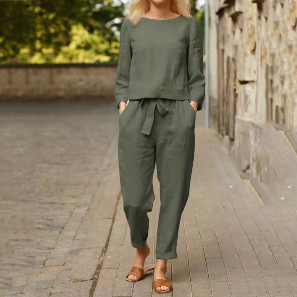 Women's Flare Sleeve Tracksuit – Cargo Pants Two-Piece Set