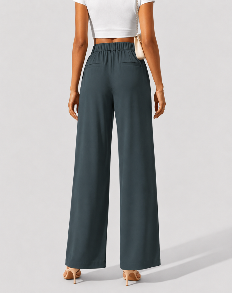 Women's High Waist Wide Leg Trousers – Flowy Everyday Dress Pants